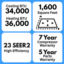 Load image into Gallery viewer, MRCOOL DIY 5th Gen Multi-Zone 3-Zone 36,000 BTU 23 SEER2 (6K + 9K + 24K) Ductless Mini-Split Air Conditioner and Heat Pump