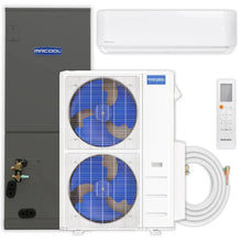Load image into Gallery viewer, MRCOOL DIY Hybrid Central Split System 2-Zone 48K BTU Condenser with 36K Ducted Air Handler and 9K Wall Mounted Air Handler