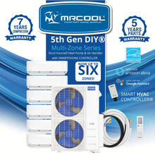 Load image into Gallery viewer, MRCOOL DIY 5th Gen Multi-Zone 6-Zone 48,000 BTU 22 SEER2 (6K + 6K + 9K + 9K + 9K + 9K) Ductless Mini-Split Air Conditioner and Heat Pump

