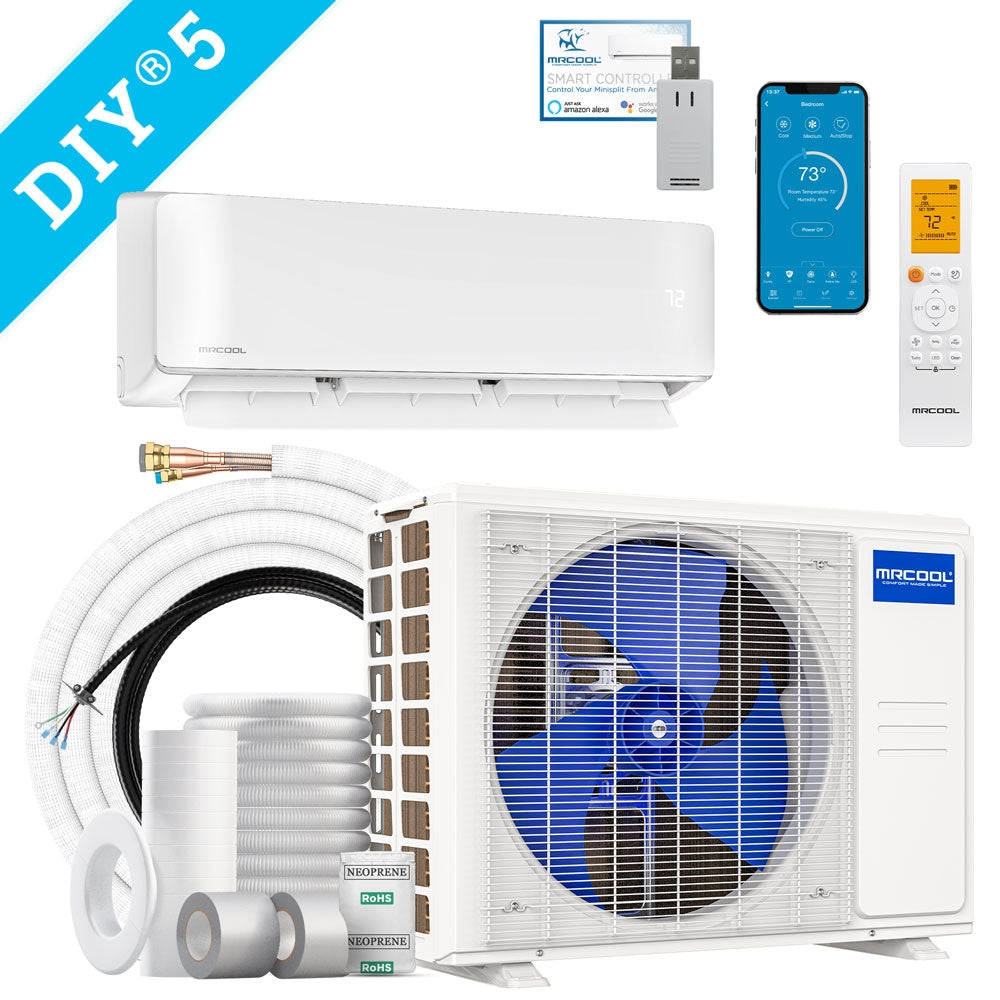 18k BTU 22.5 SEER2 MRCOOL DIY Ductless Heat Pump Split System 5th Generation - with 25 ft Line Set & 1 Year Labor Warranty